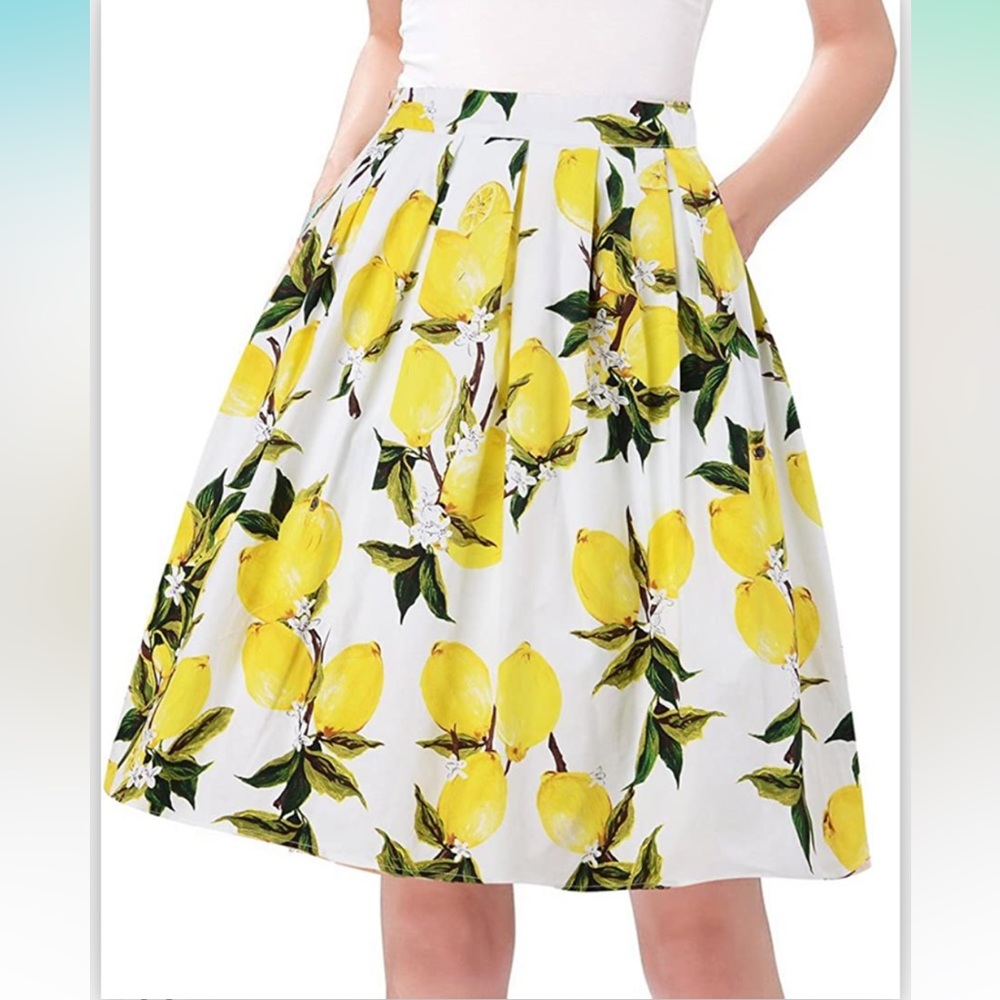 Vintage style Lemon Print A-Line skirt